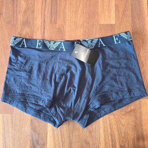 Emporio Armani Stretch Cotton Trunks w/ Logo Waistband - Dark Blue - X-Large NWT
